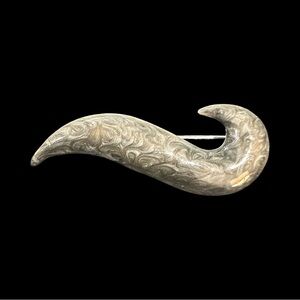 Vintage Silver Tone Swirl Brooch Pin Abstract Design